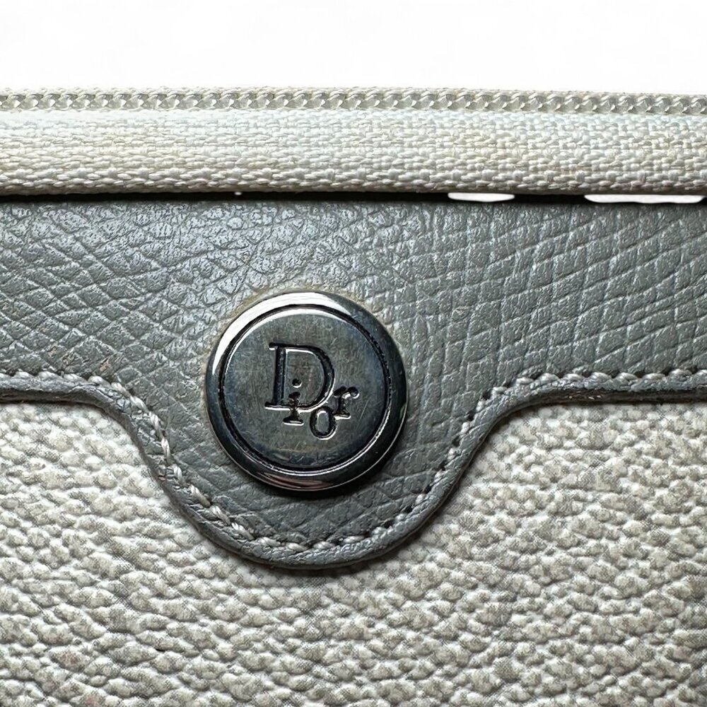 Christian Dior Honeycomb Coated Canvas Makeup Pouch Clutch - White/Cream, Grey - Picture 9 of 14